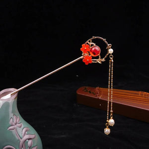Vintage Bell Orchid Flower Fringe Hair Sticks Fashionable Female Hairpin