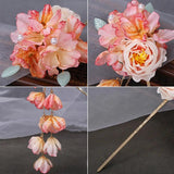 Metal Hair Stick Hanfu Fabric Flower Tassel Hairpins Hair Bun Chopstick