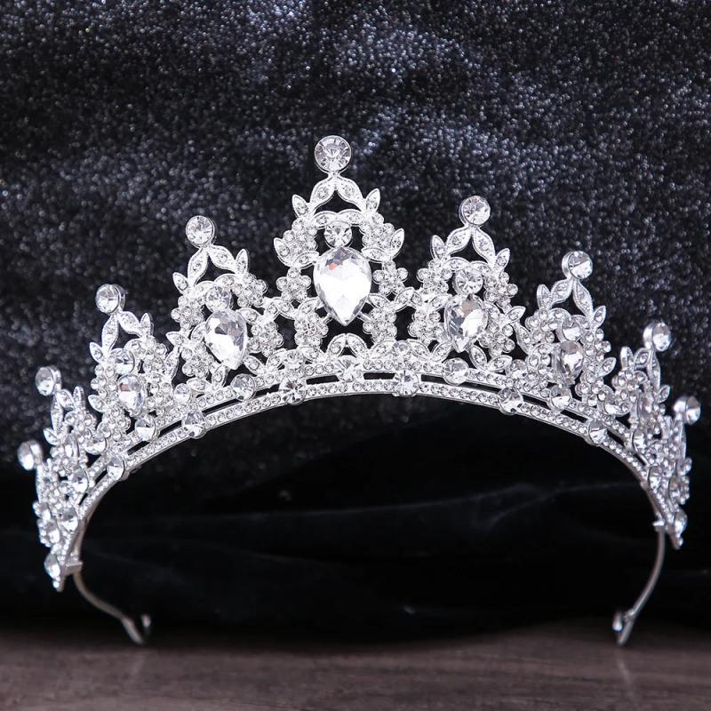 Crystal Crown Hair Accessories Tiara Wedding Rhinestone Silver Crown