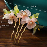 Vintage Chinese Hairpin Pink Flower Pearl Hair Clip Fork