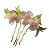 Vintage Chinese Hairpin Pink Flower Pearl Hair Clip Fork