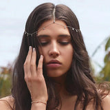 Bohemia Headband Crystal Hair Jewelry Metal Head Chain Indian Boho Headdress