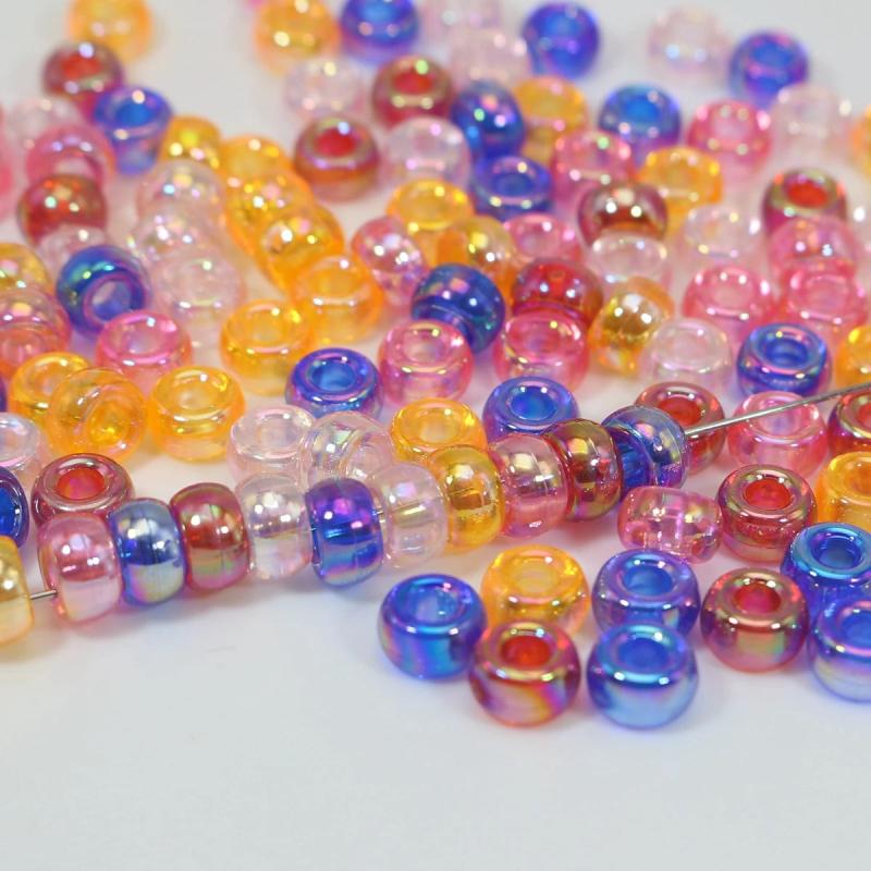 500 Transparent Luster AB Acrylic Pony Beads 7X4mm