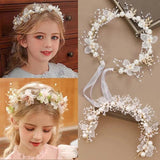 Boho Girl Pearl Butterfly Headdress Flower Wreath Headband