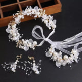 Boho Girl Pearl Butterfly Headdress Flower Wreath Headband
