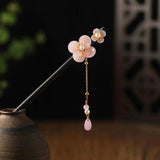 Vintage Wooden Hair Stick Tassel Flower Hairpin Hair Clip