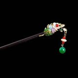 Vintage Wooden Hair Stick Tassel Flower Hairpin Hair Clip