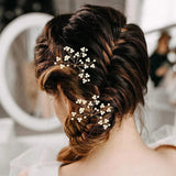 Bride Flower Crystal Pearls Bridal Hair Pins Set Wedding Hair Stickers