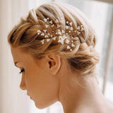 Bride Flower Crystal Pearls Bridal Hair Pins Set Wedding Hair Stickers
