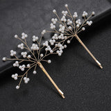 Bride Flower Crystal Pearls Bridal Hair Pins Set Wedding Hair Stickers