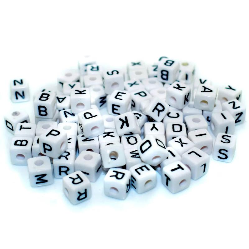 50pcs Alphabet Letter Acrylic Cube Beads For DIY Garment Accessorie