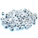 50pcs Alphabet Letter Acrylic Cube Beads For DIY Garment Accessorie