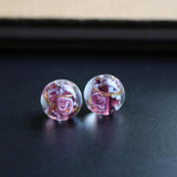 Lampwork Glass Flower Pink Beads for Jewelry Making