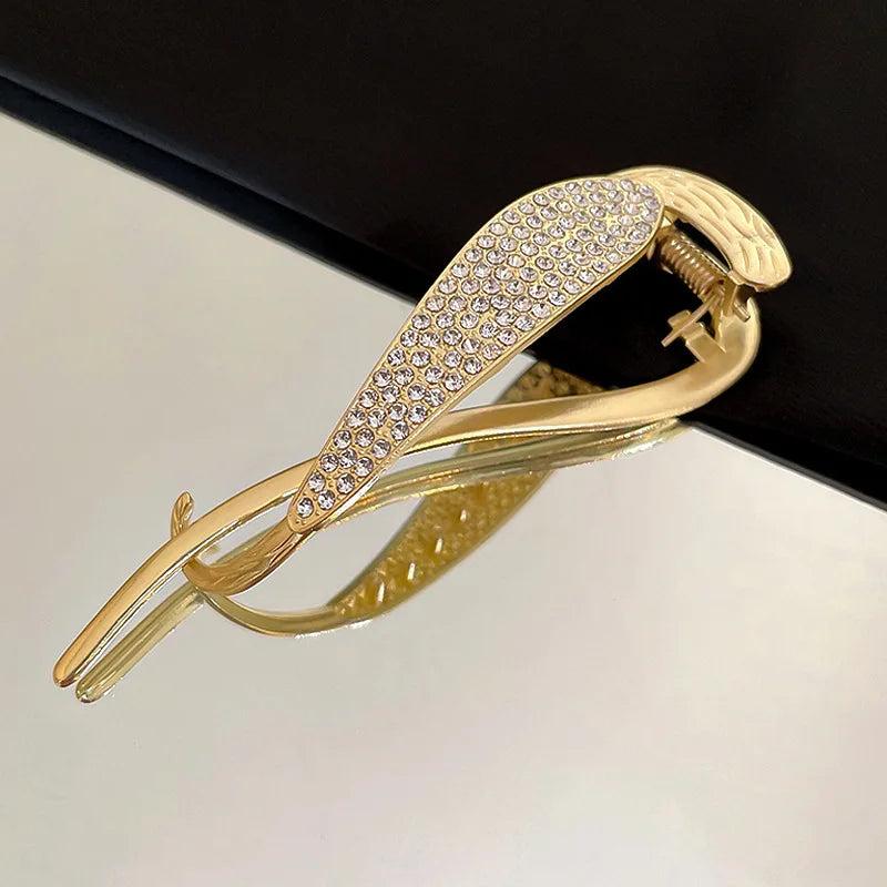Red Rose Flower Twisting Hairpin Zircon Metal Pan Head Hair Buckle