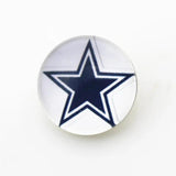 Cowboy Star Football Team Snap Buttons Glass Fit 18mm DIY Bracelet Charms