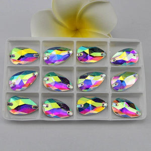 Crystal AB Glass Sew On Rhinestone for Wedding Dress 3230 Drop Flatback