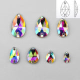 Crystal AB Glass Sew On Rhinestone for Wedding Dress 3230 Drop Flatback