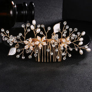 Rhinestone Pearl Hairpin Fork Insert Hair Comb