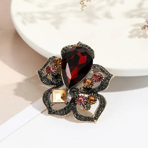 Vintage Rainbow Crystal Flower Brooch for Women