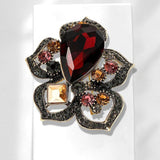 Vintage Rainbow Crystal Flower Brooch for Women