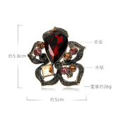 Vintage Rainbow Crystal Flower Brooch for Women