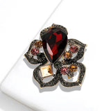 Vintage Rainbow Crystal Flower Brooch for Women
