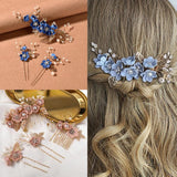 Bridal Flower Beads Side Comb Hair Wedding Tiara Headdress Hair Pins