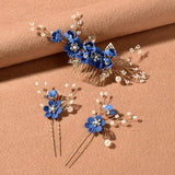 Bridal Flower Beads Side Comb Hair Wedding Tiara Headdress Hair Pins