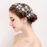 Bridal Flower Beads Side Comb Hair Wedding Tiara Headdress Hair Pins