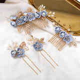 Bridal Flower Beads Side Comb Hair Wedding Tiara Headdress Hair Pins