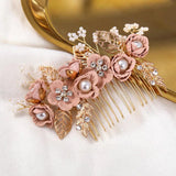 Bridal Flower Beads Side Comb Hair Wedding Tiara Headdress Hair Pins