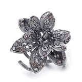 Vintage Flower Crystal Hair Claw Clip Rhinestone Hairpin Charm Hair Accessories