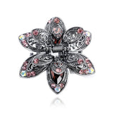 Vintage Flower Crystal Hair Claw Clip Rhinestone Hairpin Charm Hair Accessories