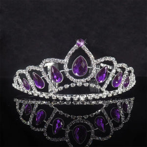 Princess Austrian Crystal Tiara Crown Veil Hair Accessory For Girls Children
