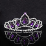 Princess Austrian Crystal Tiara Crown Veil Hair Accessory For Girls Children