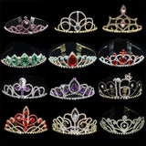 Princess Austrian Crystal Tiara Crown Veil Hair Accessory For Girls Children