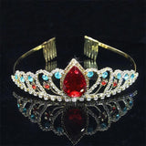 Princess Austrian Crystal Tiara Crown Veil Hair Accessory For Girls Children