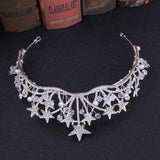 Baroque Star Crystal Pearl Wedding Tiaras Bridal Crown for Bride