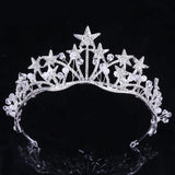 Baroque Star Crystal Pearl Wedding Tiaras Bridal Crown for Bride