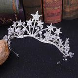 Baroque Star Crystal Pearl Wedding Tiaras Bridal Crown for Bride