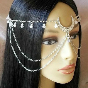 Moon Goddess Face Chain Wicca Moon Headpiece Gothic Head Chain