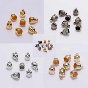 50pcs/Lot Tassel Caps Beads Cap Round Leather Cord Crimps End Cap DIY Jewelry