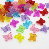 200 Mixed Acrylic Butterfly Charm Beads 14mm DIY Earring