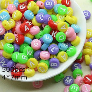 200PCS 4*7mm Acrylic Letter Beads Multicolor Alphabet Beads
