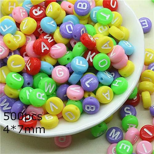 200PCS 4*7mm Acrylic Letter Beads Multicolor Alphabet Beads