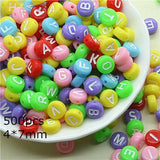 200PCS 4*7mm Acrylic Letter Beads Multicolor Alphabet Beads
