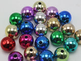 Mixed Metallic Colour Acrylic Christmas Round Beads 16mm Smooth