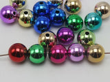 Mixed Metallic Colour Acrylic Christmas Round Beads 16mm Smooth
