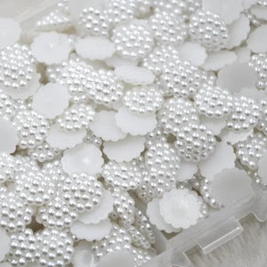 100Pcs 13mm Pearls Flatback Flower Beads Wedding DIY Decoration