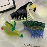 Vintage Bird Parrot Peacock Hair Claw Clips